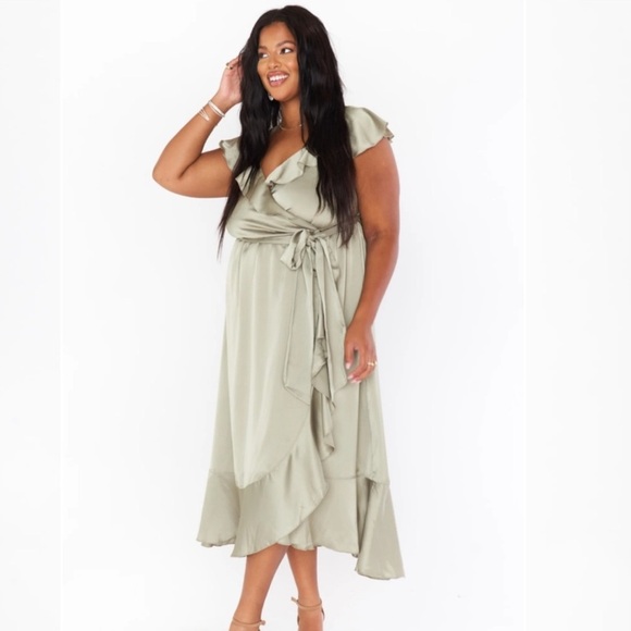 Show Me Your Mumu Samantha Ruffle Wrap Dress in Green size 1X - Picture 1 of 7